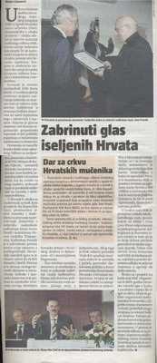 Zabrinuti glas iseljenih Hrvata, Glas Koncila, 20.03.2007.